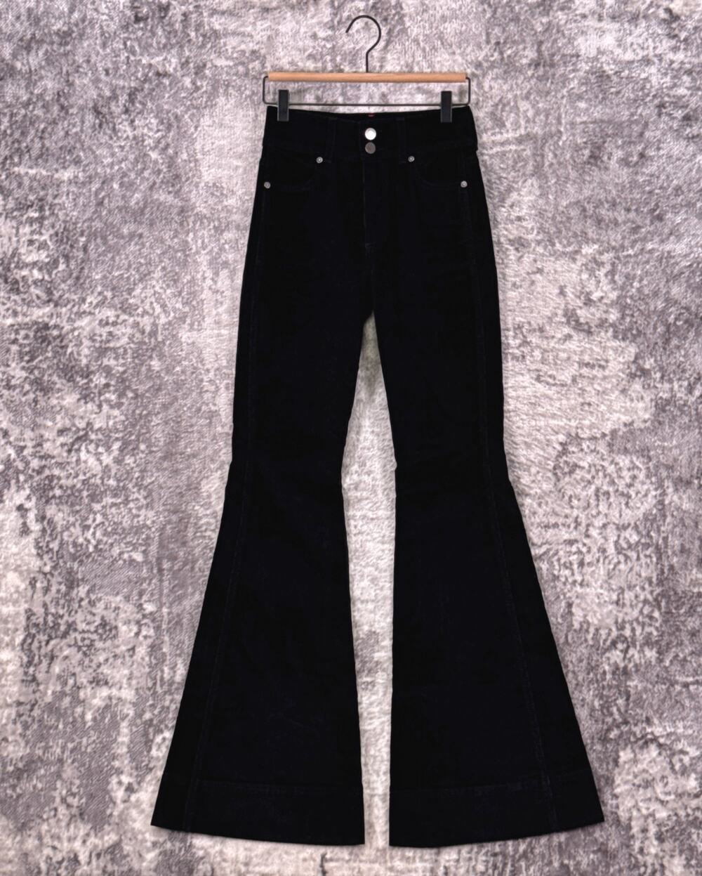 Alice + Olivia Pants 25 Womens Black Corduroy Bell Bottom Flare